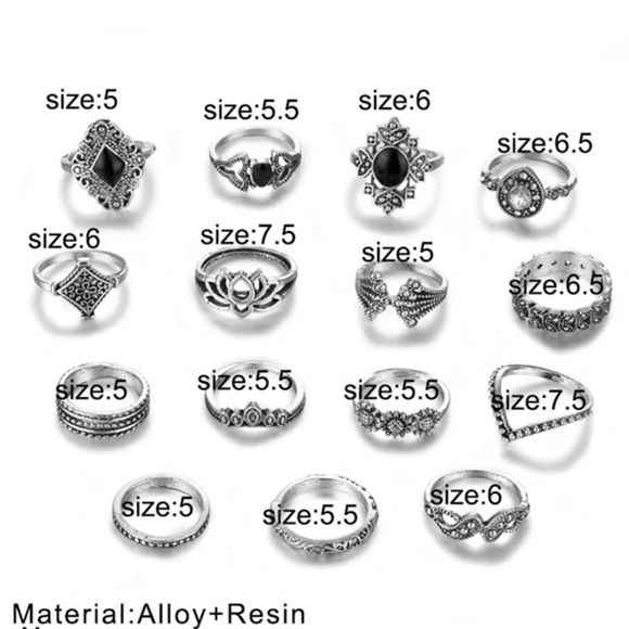 NEW 💎 15 Midi Silver Ring Set - Picture 2 of 2